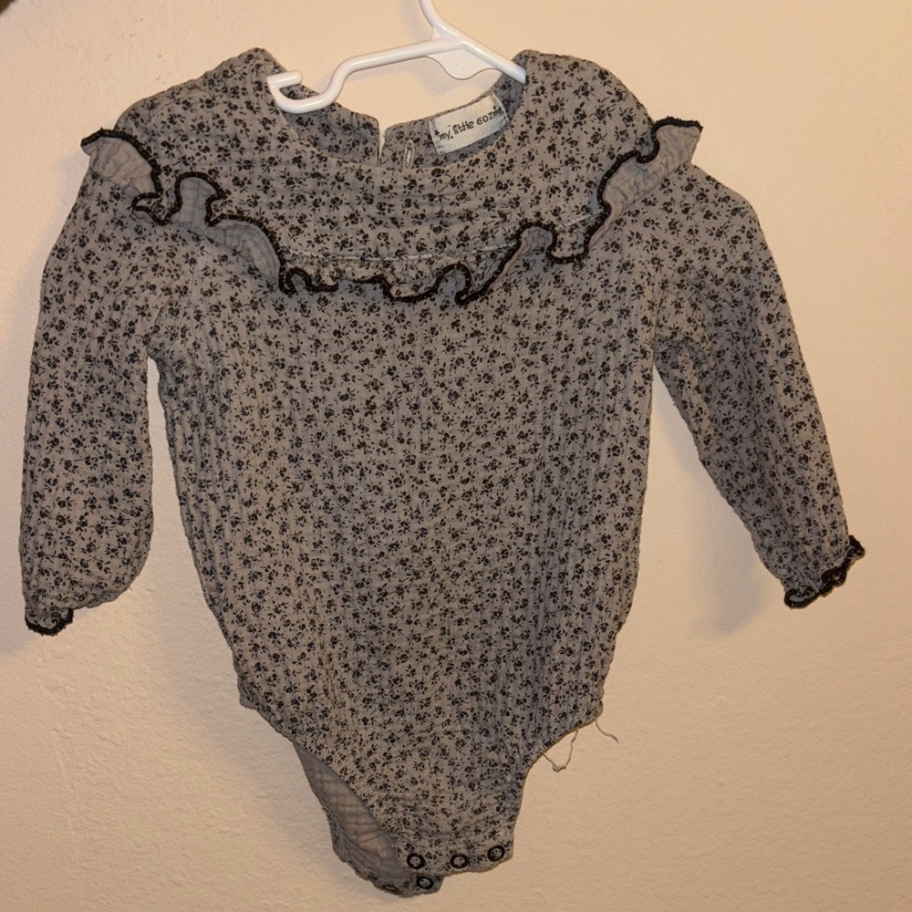 Charming Black Floral Kids Bodysuit